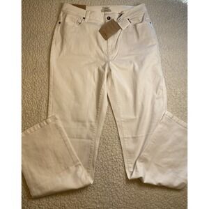 New With Tags LL Bean Women's White Classic Fit Stretch Jeans 16 Tall